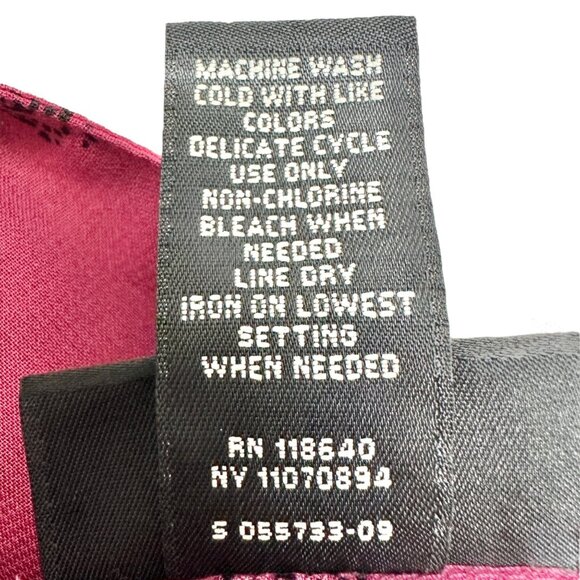 Lane Bryant Womens 18/20W Blouse Dark Pink Black Sheer Button-Down 3/4 Sleeves - Picture 7 of 8